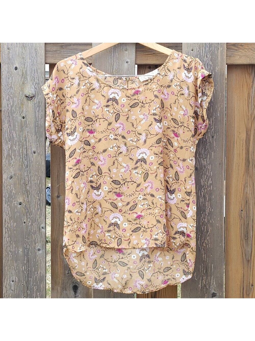 BEAUTIFUL PINK ROSE Paisley Top Women's Size Medium CAP SLEEVE